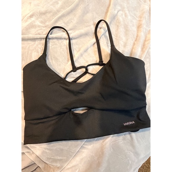 Varsiva Other - Varsiva Black Strappy Back Sports Bra Front Keyhole Cutout Activewear Top